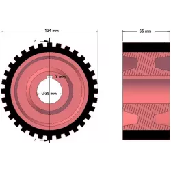 Rolka numer 3 – rolka napędowa żeliwno-gumowa Ø134 mm do maszyn Grimme | zamiennik Grimme 076.01029, 076.01417 | producent KiJ