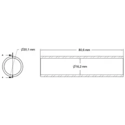 Tulejka redukcyjna 20×16×80 – część zamienna do maszyn ROPA | zamiennik ROPA 110091104 | producent KiJ