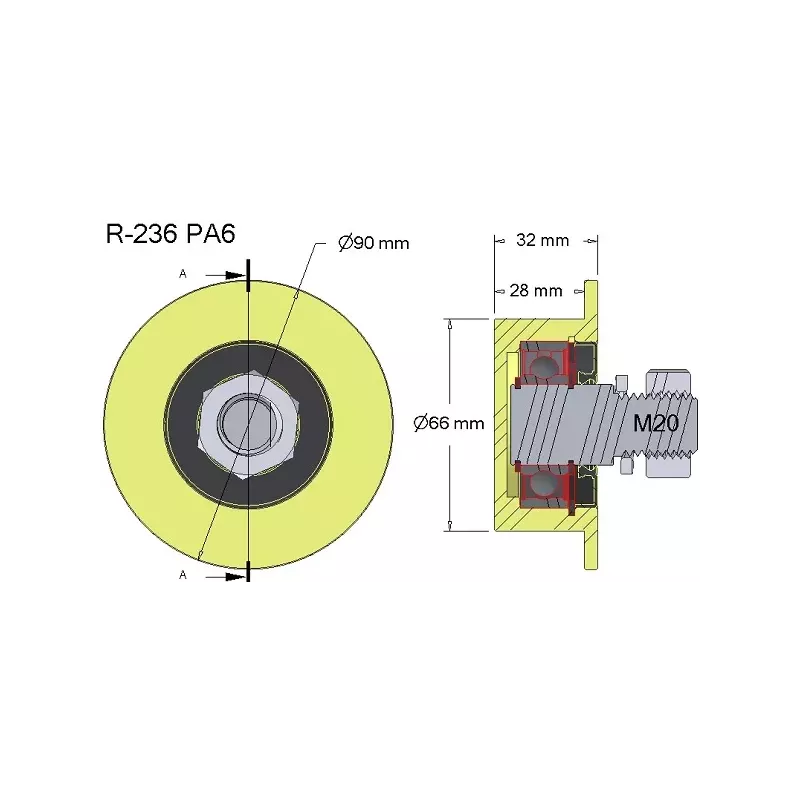 Rolka numer 236 – rolka plastikowa Ø66 mm do maszyn Wuhlmaus | producent KiJ