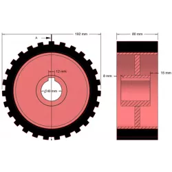 Rolka numer 2 – rolka napędowa żeliwno-gumowa Ø192 mm do maszyn Grimme | zamiennik Grimme 076.00637 | producent KiJ