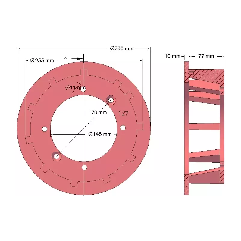 Rolka numer 127 – rolka napędowa żeliwna Ø250 mm, podział 40 mm, do maszyn Grimme | zamiennik Grimme 006.00059, 006.00347, 006.00722 | producent KiJ