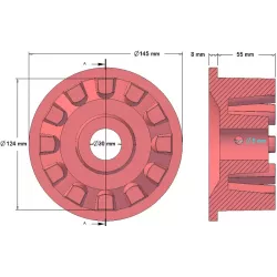 Rolka numer 16 – rolka napędowa żeliwna Ø124 mm do maszyn Grimme | zamiennik Grimme 001.00067, 001.00524, 006.00236 | producent KiJ