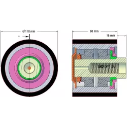 Rolka numer 186 – rolka stalowo-gumowa Ø110 mm do maszyn Holmer | zamiennik Holmer 1131033189, 1203045858 | producent KiJ