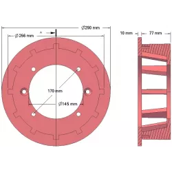 Rolka numer 102 – rolka napędowa żeliwna Ø256 mm, podział 35 mm, do maszyn Grimme | zamiennik Grimme 006.00058, 006.00638 | producent KiJ