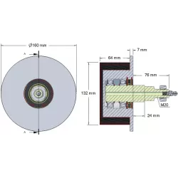 Rolka numer 6a – rolka zwrotna stalowo-gumowa Ø132 mm do maszyn Grimme | zamiennik Grimme 200.17570, 200.08260, 200.17665 | producent KiJ