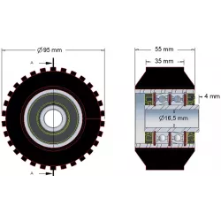 Rolka numer 26 – rolka podporowa stalowo-gumowa Ø95 mm do maszyn ROPA | zamiennik ROPA 252079 | producent KiJ