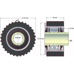 Rolka numer 135 – rolka stalowo-gumowa Ø120 mm | producent KiJ