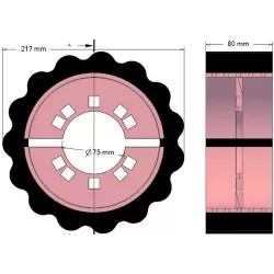 Rolka numer 241 – rolka napędowa stalowo-gumowa Ø217 mm, podział 40 mm, do maszyn Grimme | zamiennik Grimme 076.03504 | producent KiJ