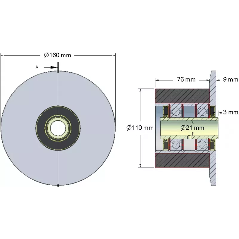 Rolka numer 23H – rolka podporowa stalowo-gumowa Ø110 mm do maszyn Holmer | zamiennik Holmer 1130020688 | producent KiJ