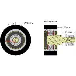 Rolka numer 313 – rolka podporowa stalowo-gumowa Ø80 mm do maszyn Guaresi | zamiennik Guaresi P7714120000 | producent KiJ