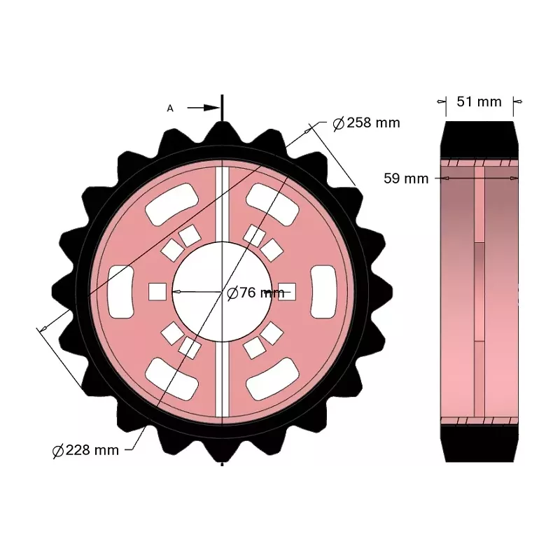 Rolka numer 321 – rolka napędowa stalowo-gumowa Ø258 mm, podział 35 mm, do maszyn Grimme | zamiennik Grimme 076.04047 | producent KiJ