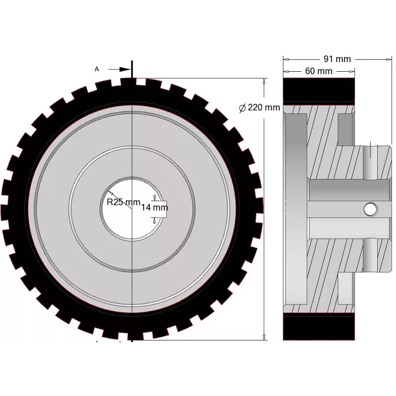 Rolka numer 333 – rolka Ø220 mm do maszyn Wuhlmaus | producent KiJ