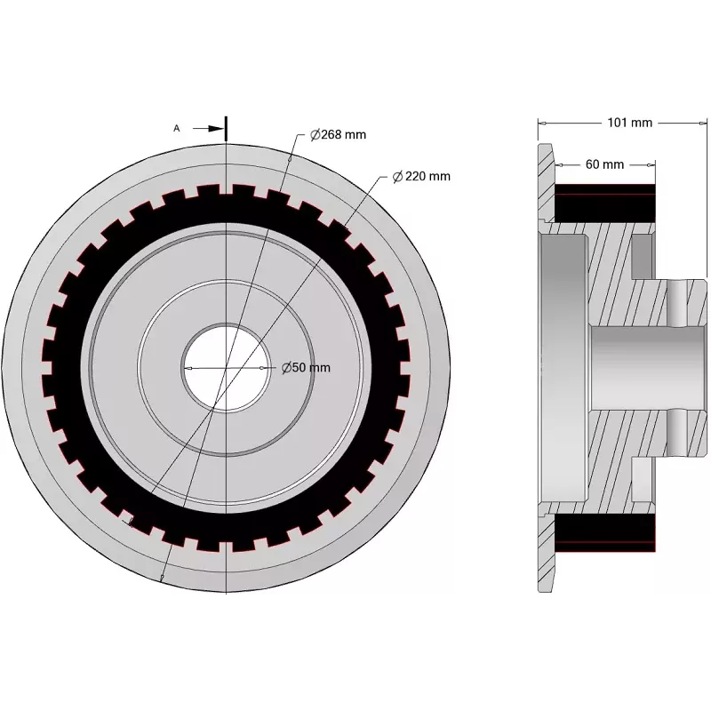 Rolka numer 334 – rolka Ø220 mm do maszyn Wuhlmaus | producent KiJ