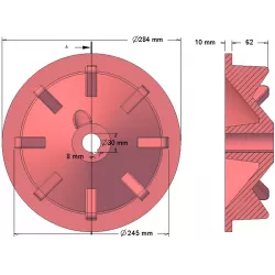 Rolka numer 74 – rolka napędowa żeliwna Ø248 mm, podział 50 mm, do kombajnu ziemniaczanego Anna | zamiennik Anna 564551003 | producent KiJ