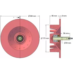 Rolka numer 84 – rolka napędowa żeliwna Ø172 mm, podział 40 mm, do maszyn Stoll | zamiennik Stoll 0519040, 0519030 | producent KiJ