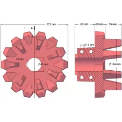 Rolka numer 96 – rolka napędowa żeliwna Ø168 mm, podział 42 mm | producent KiJ