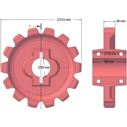 Rolka numer 148 – rolka napędowa żeliwna Ø214 mm, podział 42 mm | producent KiJ