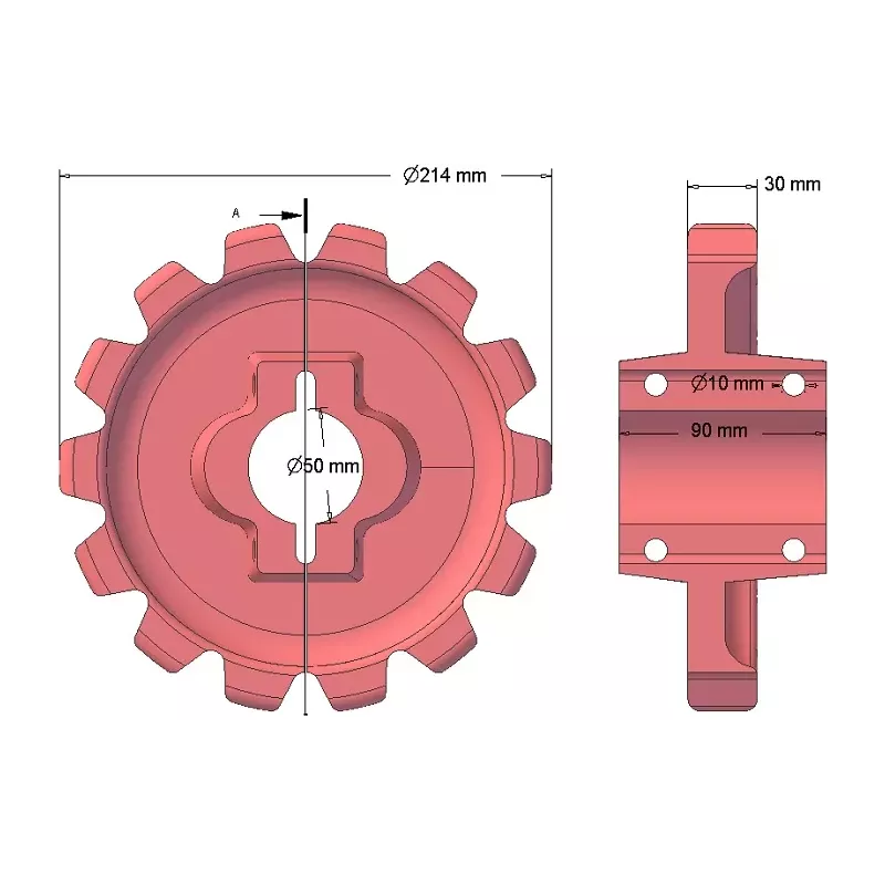 Rolka numer 148 – rolka napędowa żeliwna Ø214 mm, podział 42 mm | producent KiJ