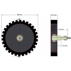 Rolka numer 4 – rolka wciągająca nać stalowo-gumowa Ø195 mm do maszyn Grimme | zamiennik Grimme 200.05168 | producent KiJ