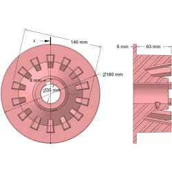 Rolka numer 306 – rolka napędowa żeliwna Ø140 mm, podział 32 mm, do maszyn Grimme | zamiennik Grimme 006.00131 | producent KiJ