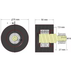Rolka numer 14a – rolka podporowa gumowa Ø75 mm do maszyn Grimme | zamiennik Grimme 200.27579, 200.05004, 200.00808 | producent KiJ
