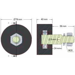 Rolka numer 15 – rolka podporowa gumowa Ø80 mm do maszyn Akpil | producent KiJ