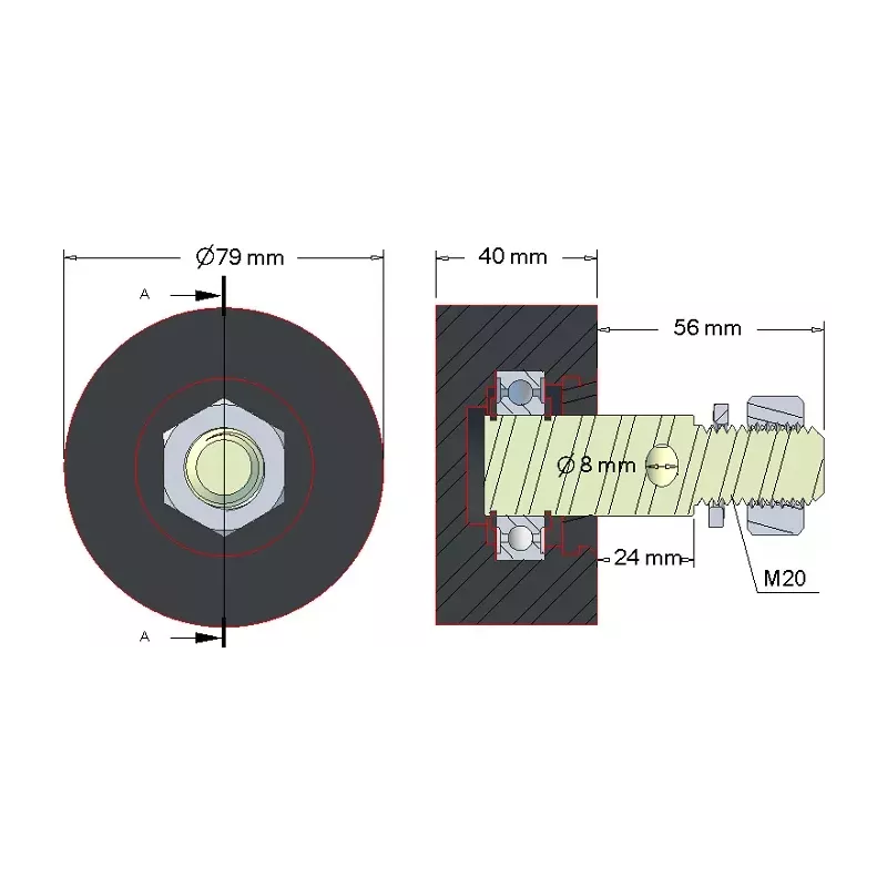 Rolka numer 15 – rolka podporowa gumowa Ø80 mm do maszyn Akpil | producent KiJ