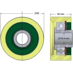 Rolka numer 257 – rolka podporowa plastikowa Ø62 mm do maszyn Grimme | zamiennik Grimme 602.00169 | producent KiJ