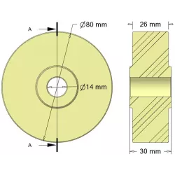 Rolka numer 329 – rolka podporowa plastikowa Ø80 mm do maszyn Sandei | zamiennik Sandei 81D14 | producent KiJ